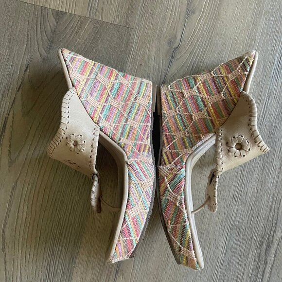 Jack Rogers Women's Colorful Woven Wedge Heel Leather Sandals 8 Resort! - Picture 5 of 9